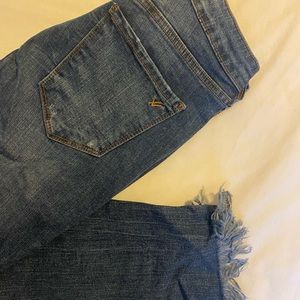 William Rast frayed ankle medium / dark wash skinny jeans